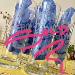 Peroni Nastro Azzurro .4 L etched Italian Pilsner beer glasses 4 count NWOT